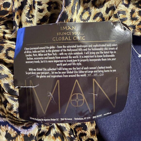 Iman Global Chic Navy & Leopard Print Blazer | Size M / Medium | NWT | Cheetah - Picture 7 of 7